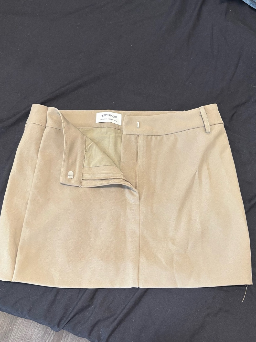 Peppermayo Beige High-Waist Mini Skirt